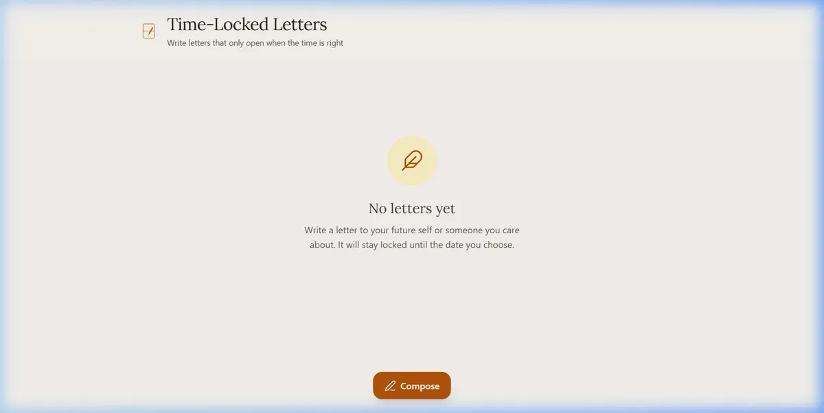 Timelocked letters website interface